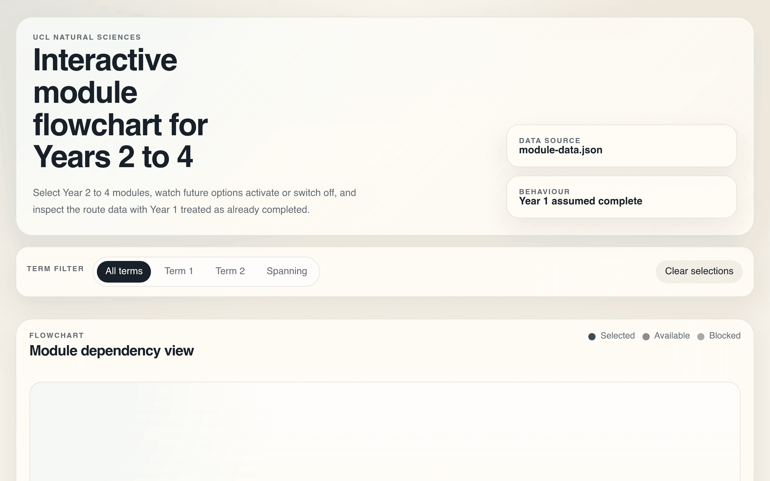 Plotting My Degree: A UCL Module Selector screenshot