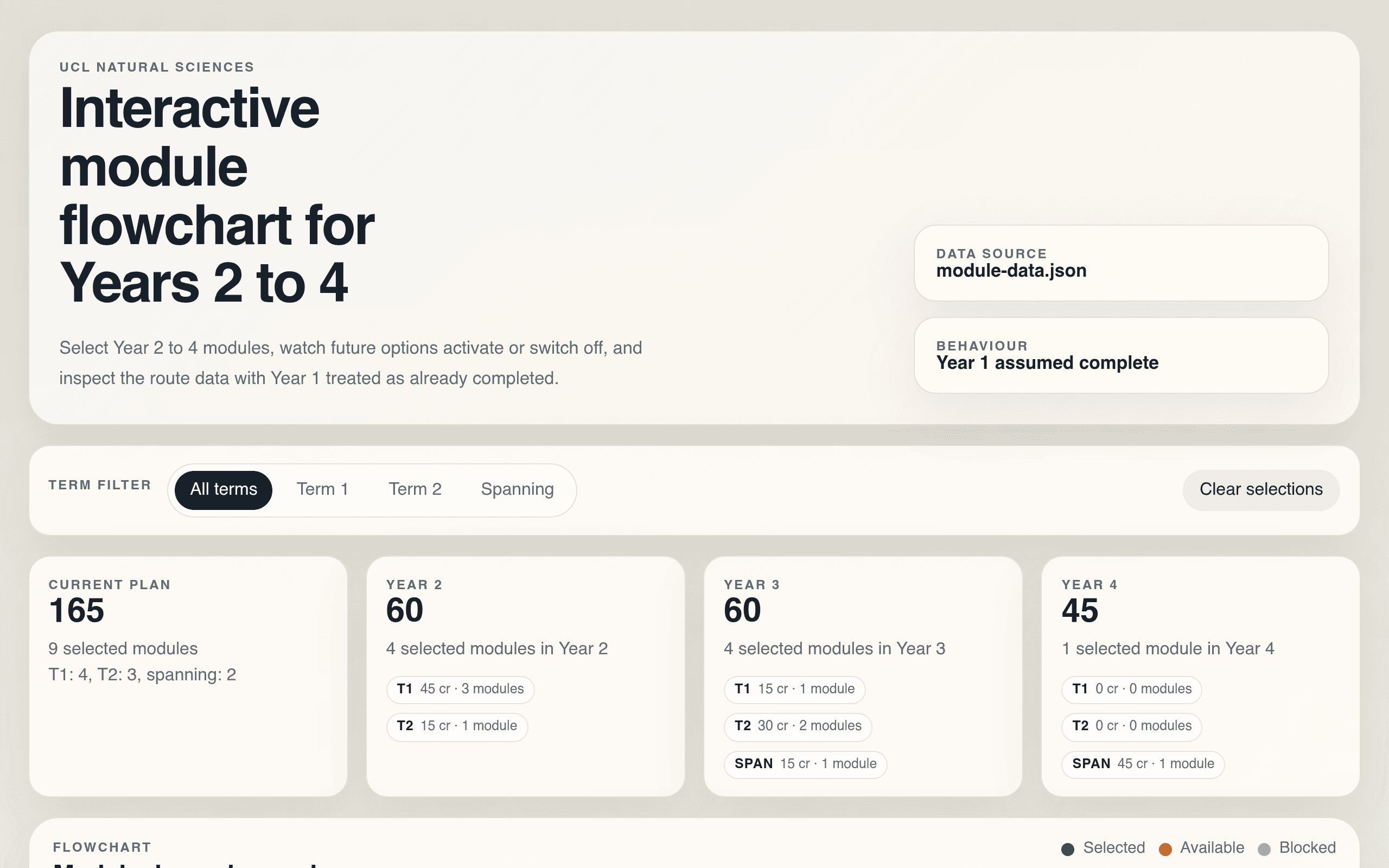 UCL Module Selector live preview